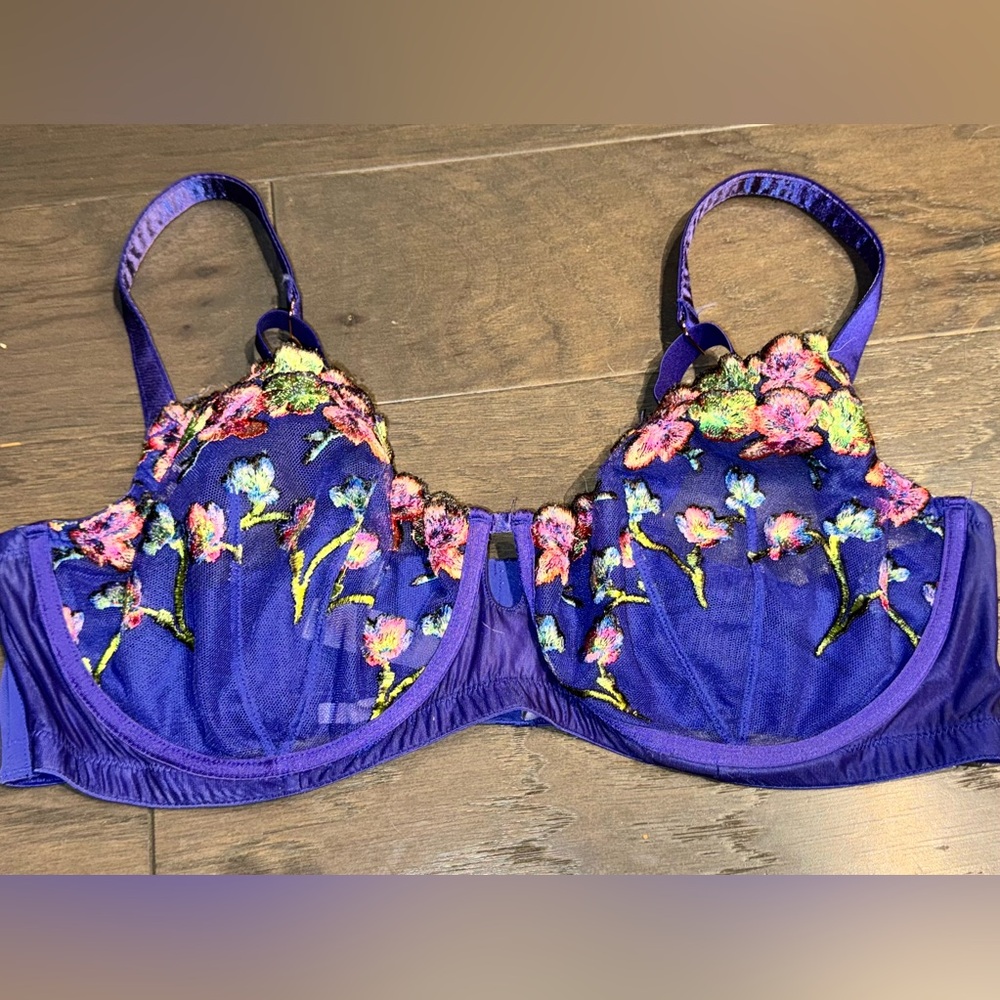 Savage X Fenty Purple Floral Embroidered Underwire Bra
